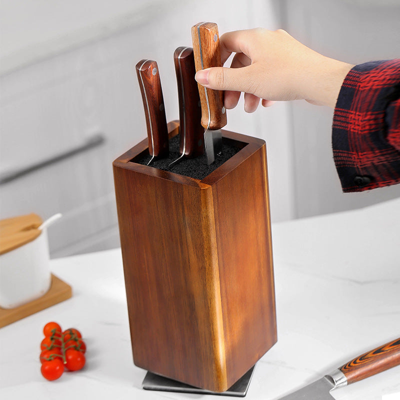 Acacia Wood Rotating Magnetic Knife Block