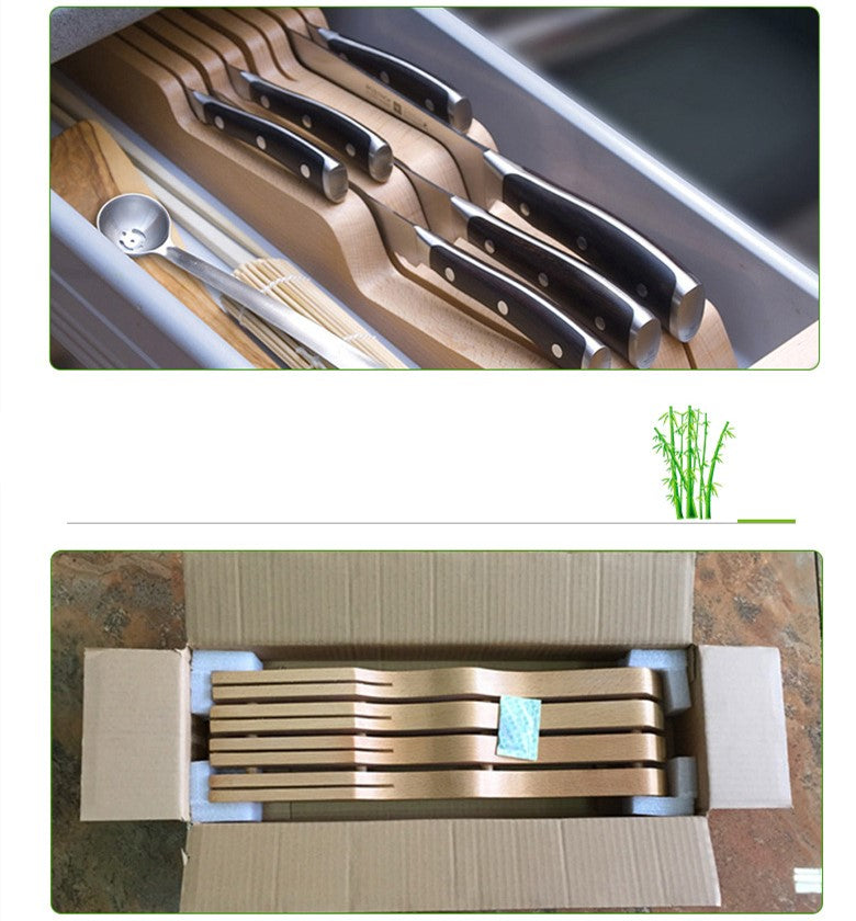 Beech Wood In Drawer Knife Organizer Block