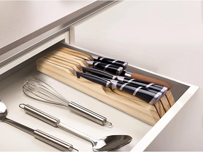 Beech Wood In Drawer Knife Organizer Block
