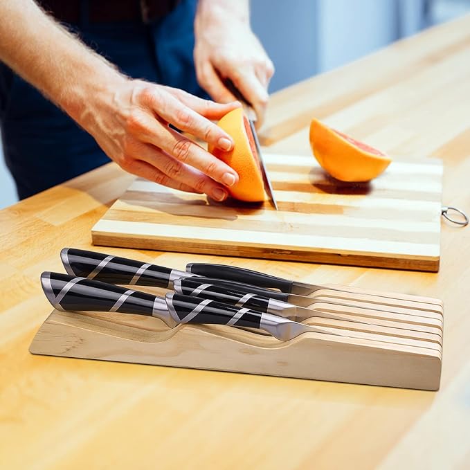 Beech Wood In Drawer Knife Organizer Block